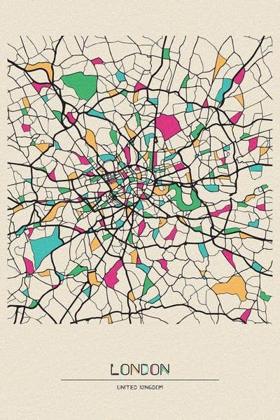 Housewarming Gifts: London, United Kingdom Map by Ayse Deniz Akerman