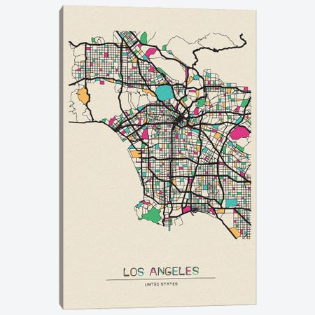Los Angeles, California Map Canvas Print #ADA539} by Ayse Deniz Akerman Art Print