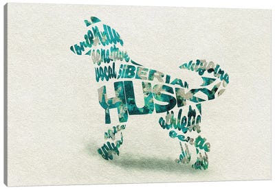 Siberian Husky Canvas Art Print - Typographic Dogs