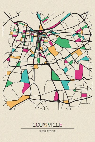 Ayse Deniz Akerman: Louisville, Kentucky Map by Ayse Deniz Akerman