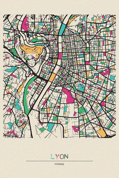 Ayse Deniz Akerman: Lyon, France Map by Ayse Deniz Akerman