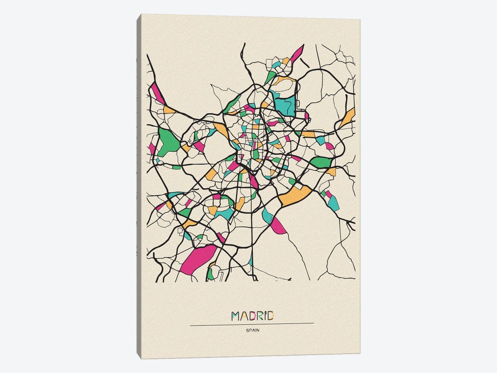 Madrid, Spain Map by Ayse Deniz Akerman 1-piece Art Print