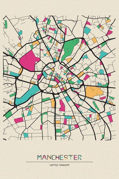 Manchester: Manchester, England Map by Ayse Deniz Akerman