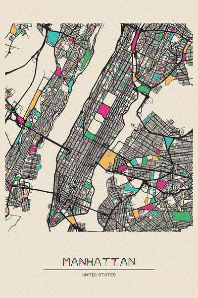 New York City Maps: Manhattan, New York Map by Ayse Deniz Akerman