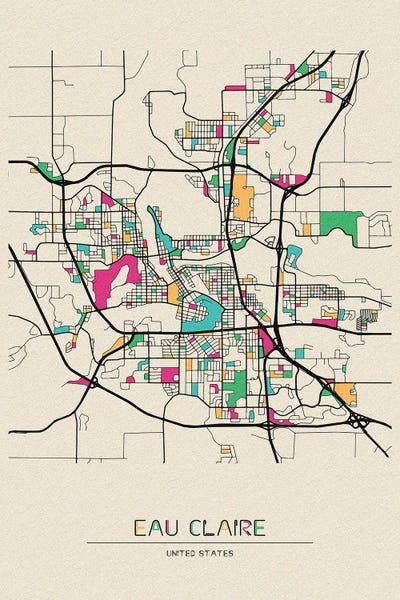 Wisconsin: Eau Claire, Wisconsin Map by Ayse Deniz Akerman
