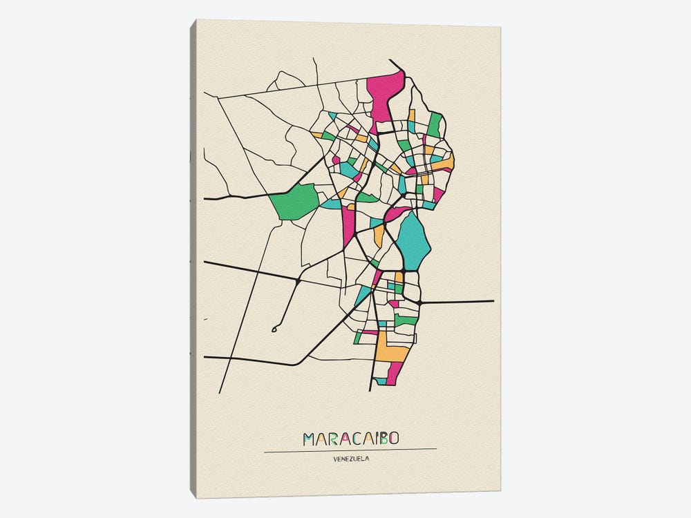 Maracaibo, Venezuela Map by Ayse Deniz Akerman 1-piece Art Print