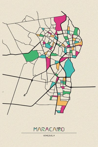 Ayse Deniz Akerman: Maracaibo, Venezuela Map by Ayse Deniz Akerman