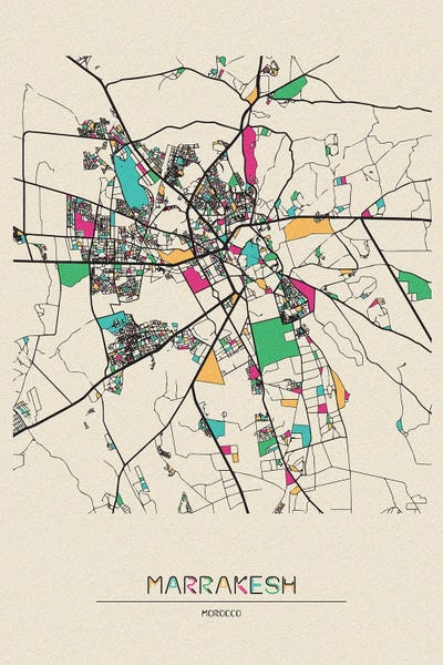 Marrakesh, Morocco Map by Ayse Deniz Akerman acrylic art print