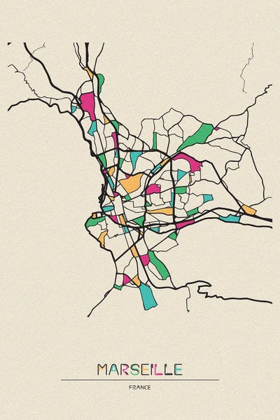 Ayse Deniz Akerman: Marseille, France Map by Ayse Deniz Akerman
