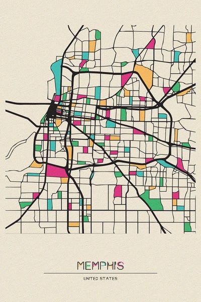 Ayse Deniz Akerman: Memphis, Tennessee Map by Ayse Deniz Akerman
