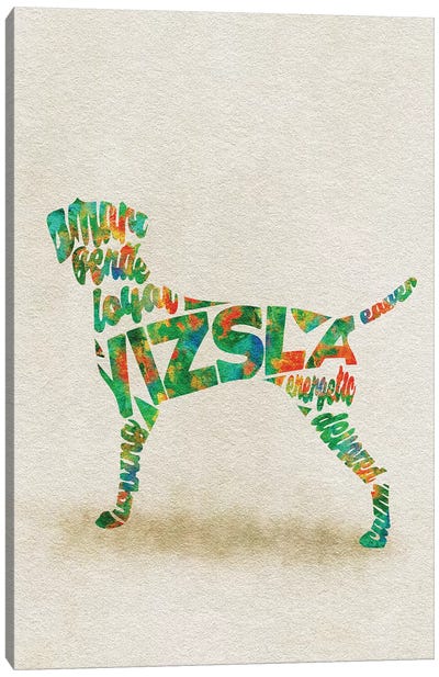 Vizsla Canvas Art Print - Typographic Dogs