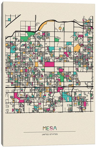 Mesa, Arizona Map Canvas Art Print - City Maps