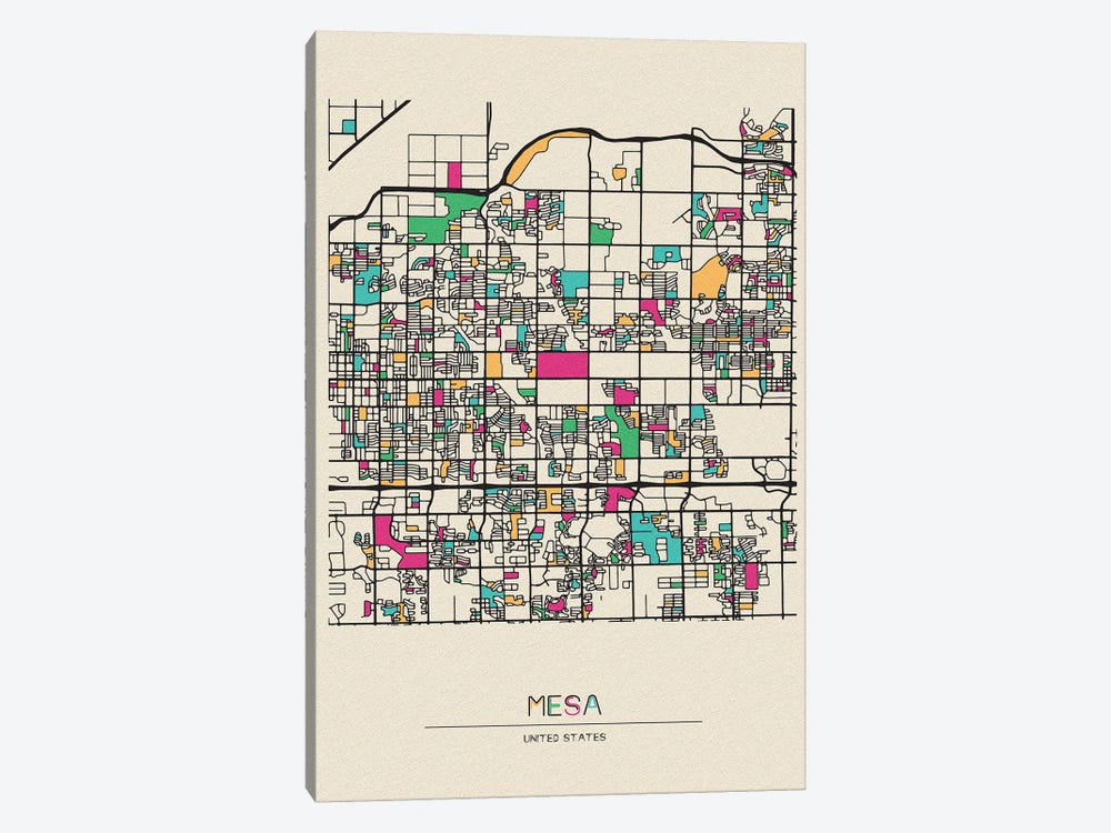 Mesa, Arizona Map by Ayse Deniz Akerman 1-piece Art Print