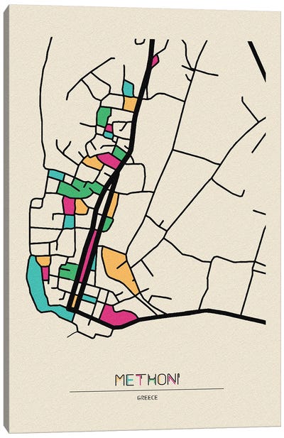 Methoni, Greece Map Canvas Art Print - City Maps