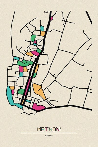 Ayse Deniz Akerman: Methoni, Greece Map by Ayse Deniz Akerman