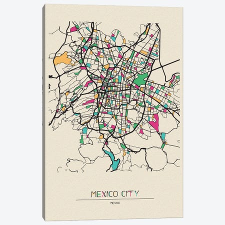 Mexico City Map Canvas Print #ADA562} by Ayse Deniz Akerman Canvas Wall Art
