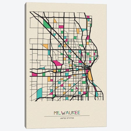 Milwaukee, Wisconsin Map Canvas Print #ADA565} by Ayse Deniz Akerman Canvas Art Print