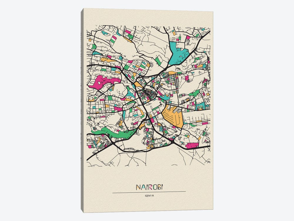Nairobi, Kenya Map by Ayse Deniz Akerman 1-piece Art Print