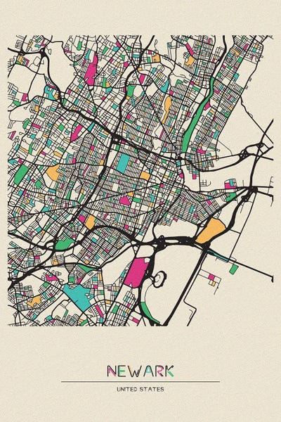 Newark: Newark, New Jersey Map by Ayse Deniz Akerman