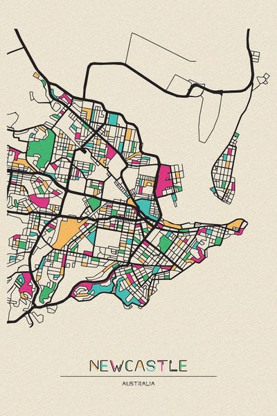 Australia: Newcastle, Australia Map by Ayse Deniz Akerman