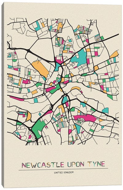 Newcastle upon Tyne, England Map Canvas Art Print - City Maps