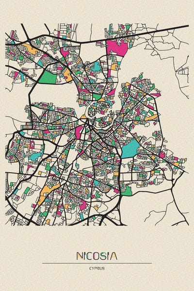 Ayse Deniz Akerman: Nicosia, Cyprus Map by Ayse Deniz Akerman