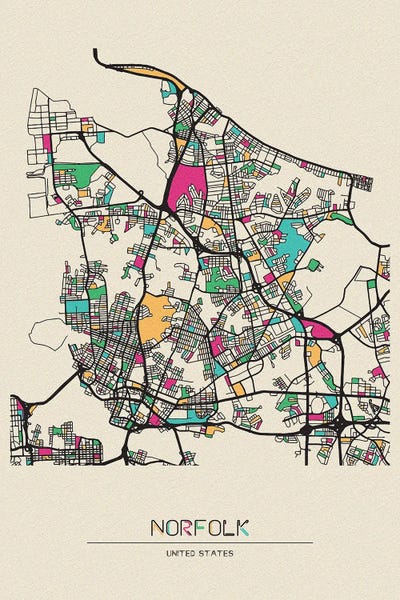 Ayse Deniz Akerman: Norfolk, Virginia Map by Ayse Deniz Akerman