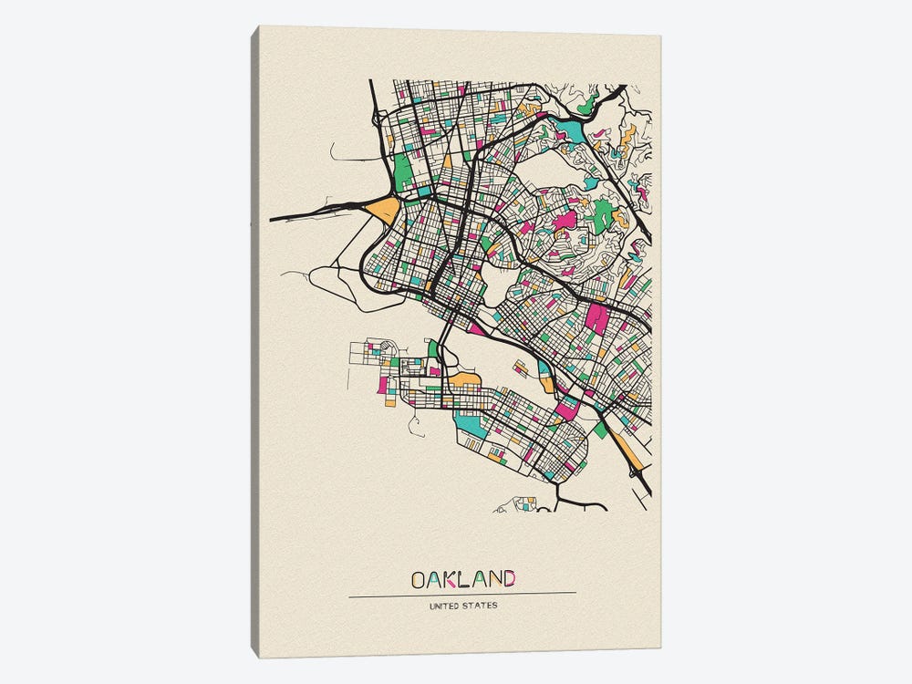 Oakland, California Map by Ayse Deniz Akerman 1-piece Art Print