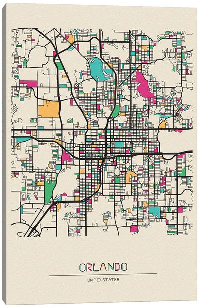 Orlando, Florida Map Canvas Art Print - City Maps