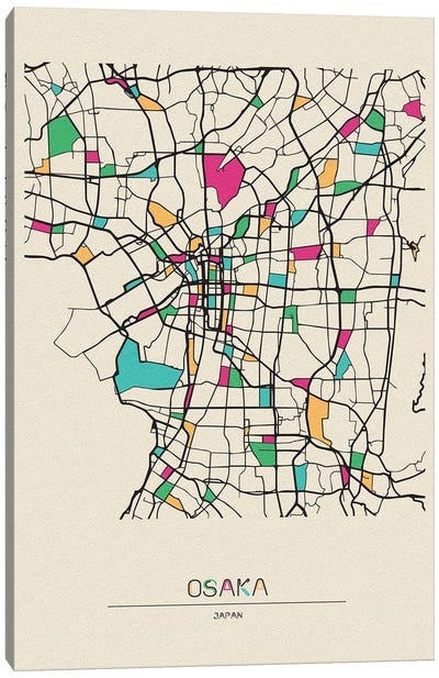 Osaka, Japan Map Canvas Art Print - City Maps