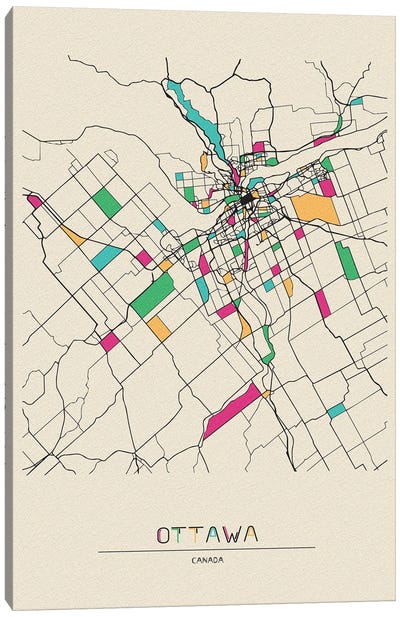 Ottawa, Canada Map Canvas Art Print - City Maps