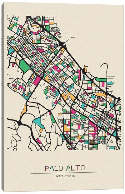 Palo Alto, California Map Canvas Art Print - City Maps
