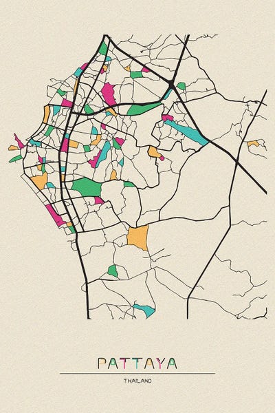 Thailand: Pattaya, Thailand Map by Ayse Deniz Akerman