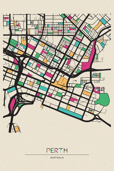 Western Australia: Perth, Australia Map by Ayse Deniz Akerman