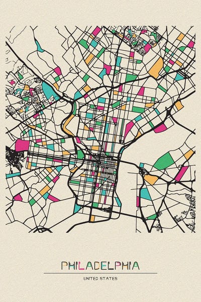 Philadelphia Maps: Philadelphia, Pennsylvania Map by Ayse Deniz Akerman