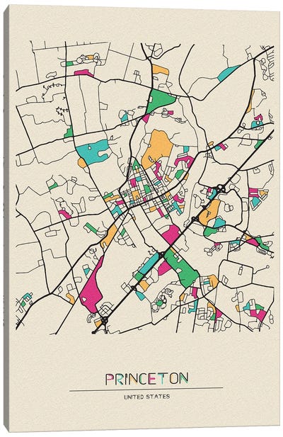 Princeton, New Jersey Map Canvas Art Print - New Jersey Art