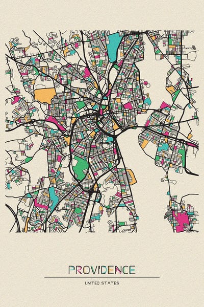 Rhode Island: Providence, Rhode Island Map by Ayse Deniz Akerman