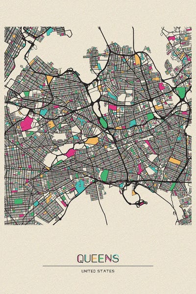 Queens: Queens, New York Map by Ayse Deniz Akerman