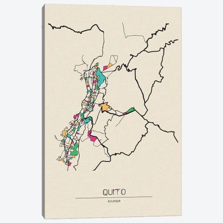 Quito, Ecuador Map Canvas Print #ADA620} by Ayse Deniz Akerman Canvas Print