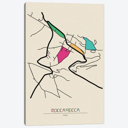 Roccasecca, Italy Map Canvas Print #ADA629} by Ayse Deniz Akerman Canvas Print