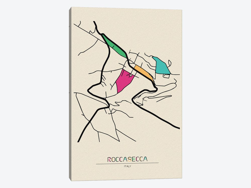 Roccasecca, Italy Map by Ayse Deniz Akerman 1-piece Canvas Wall Art