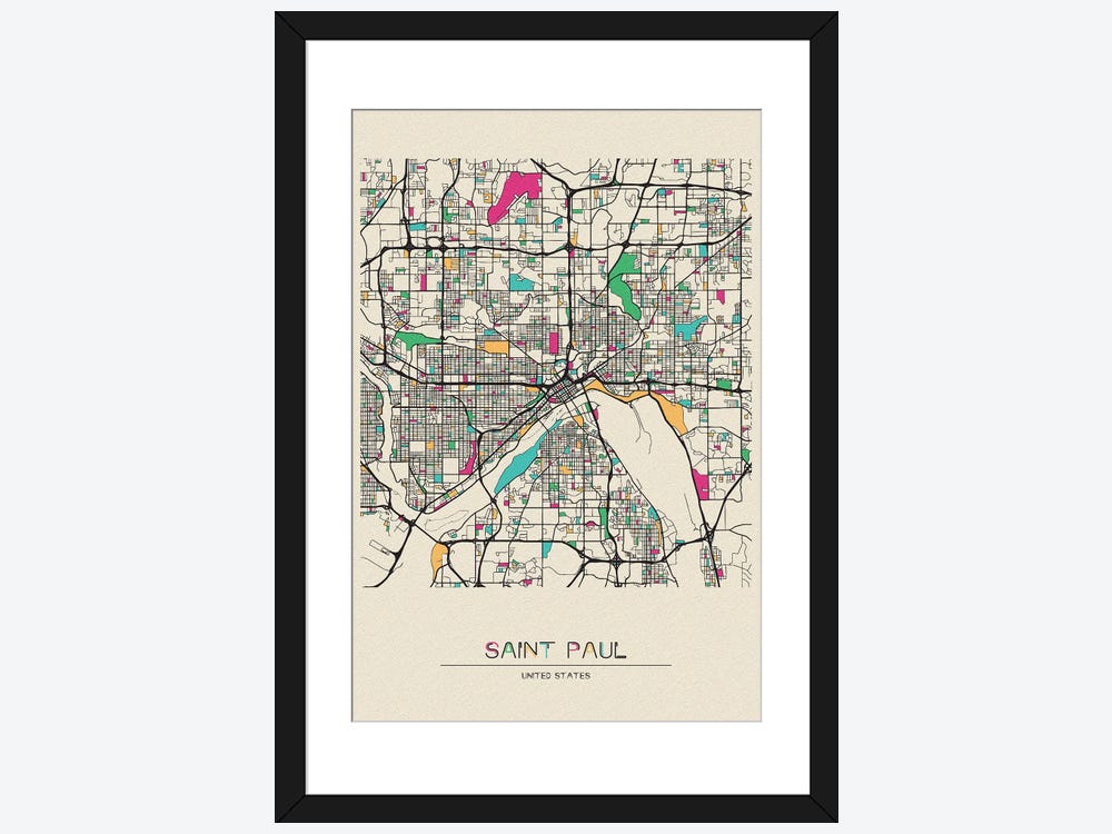 Saint Paul, Minnesota Map Art Print by Ayse Deniz Akerman