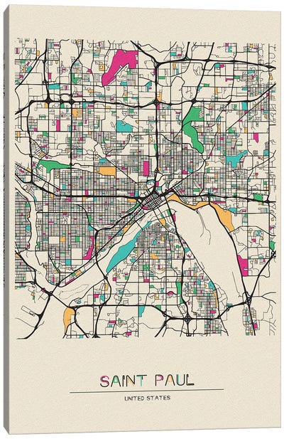 Saint Paul, Minnesota Map Canvas Art Print - Minnesota Art