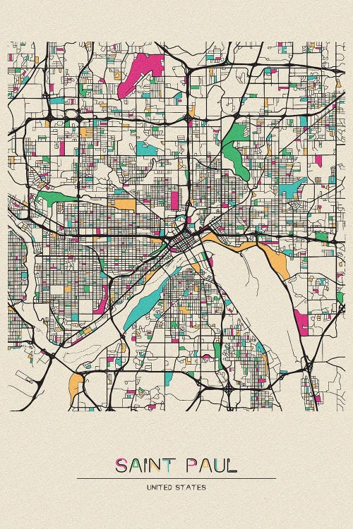 Saint Paul, Minnesota Map by Ayse Deniz Akerman wall art