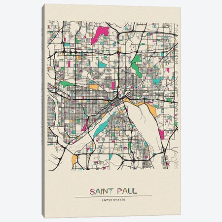 Saint Paul, Minnesota Map Canvas Print #ADA633} by Ayse Deniz Akerman Canvas Wall Art