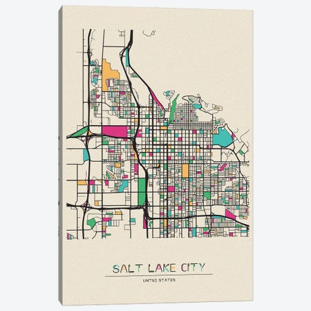 Salt Lake City, Utah Map Canvas Print #ADA636} by Ayse Deniz Akerman Canvas Print