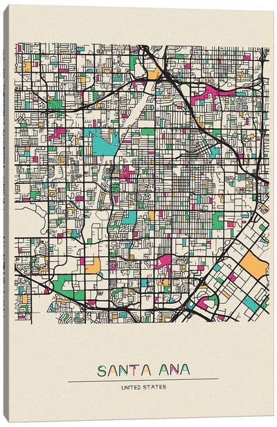 Santa Ana, California Map Canvas Art Print - City Maps