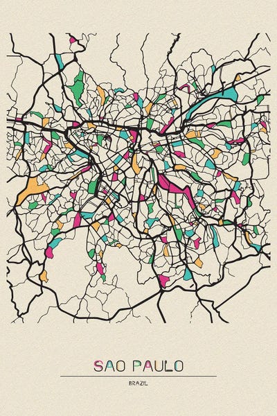 Ayse Deniz Akerman: Sao Paulo, Brazil Map by Ayse Deniz Akerman