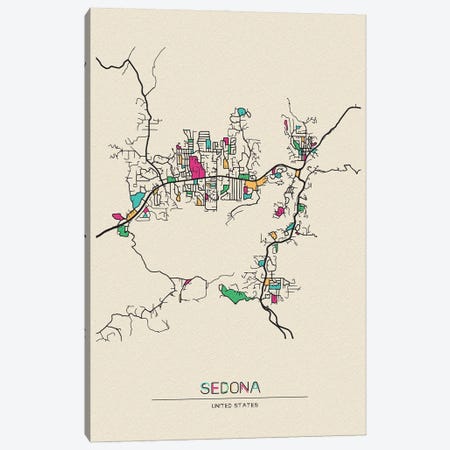 Sedona, Arizona Map Canvas Print #ADA654} by Ayse Deniz Akerman Canvas Print
