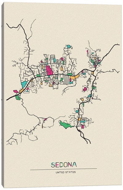 Sedona, Arizona Map Canvas Art Print - City Maps
